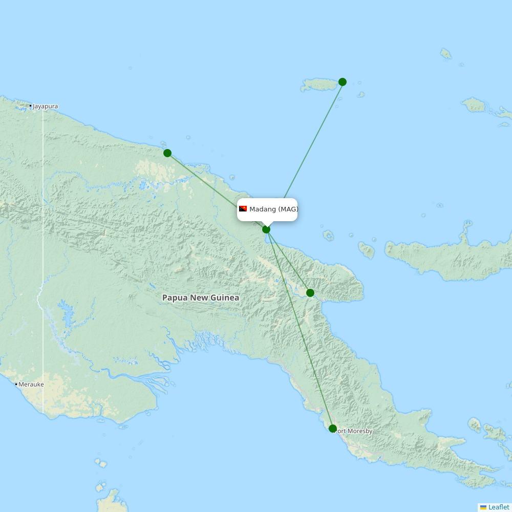 Route map over MAG airport