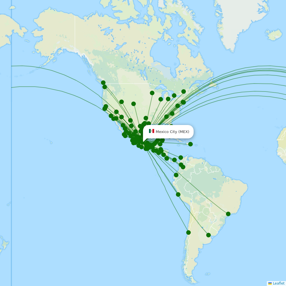Mexico City International Airport destination map