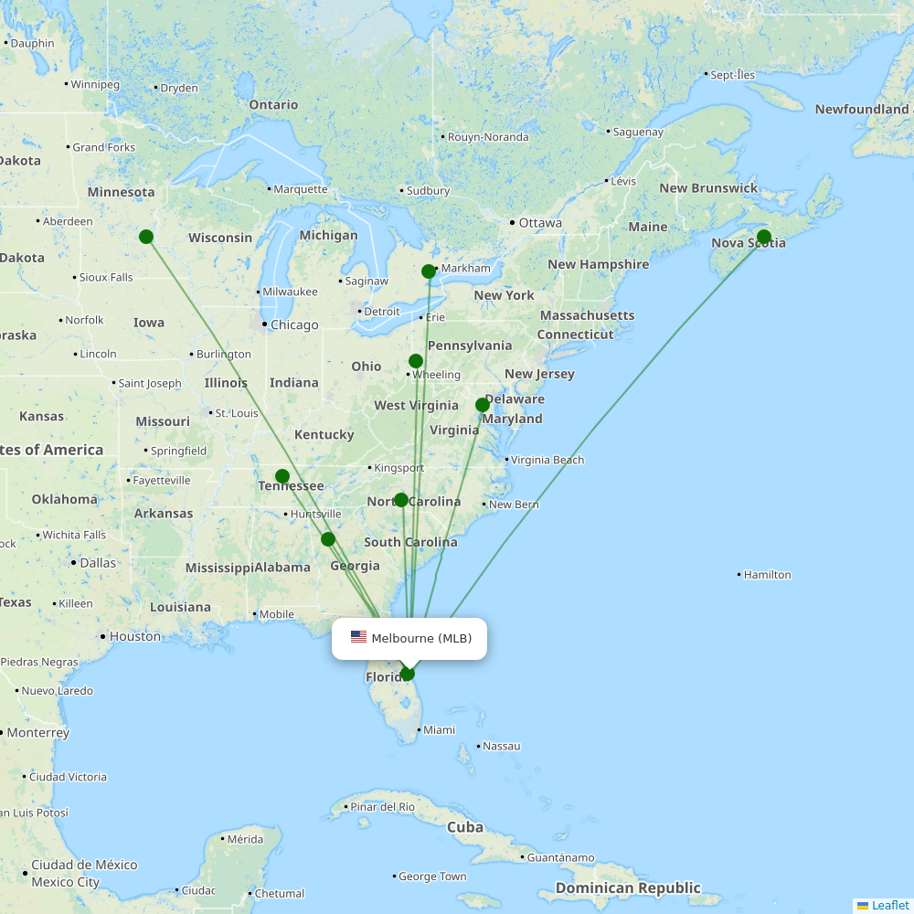 Melbourne International destination map