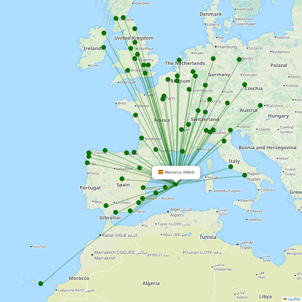 Male International Airport destination map