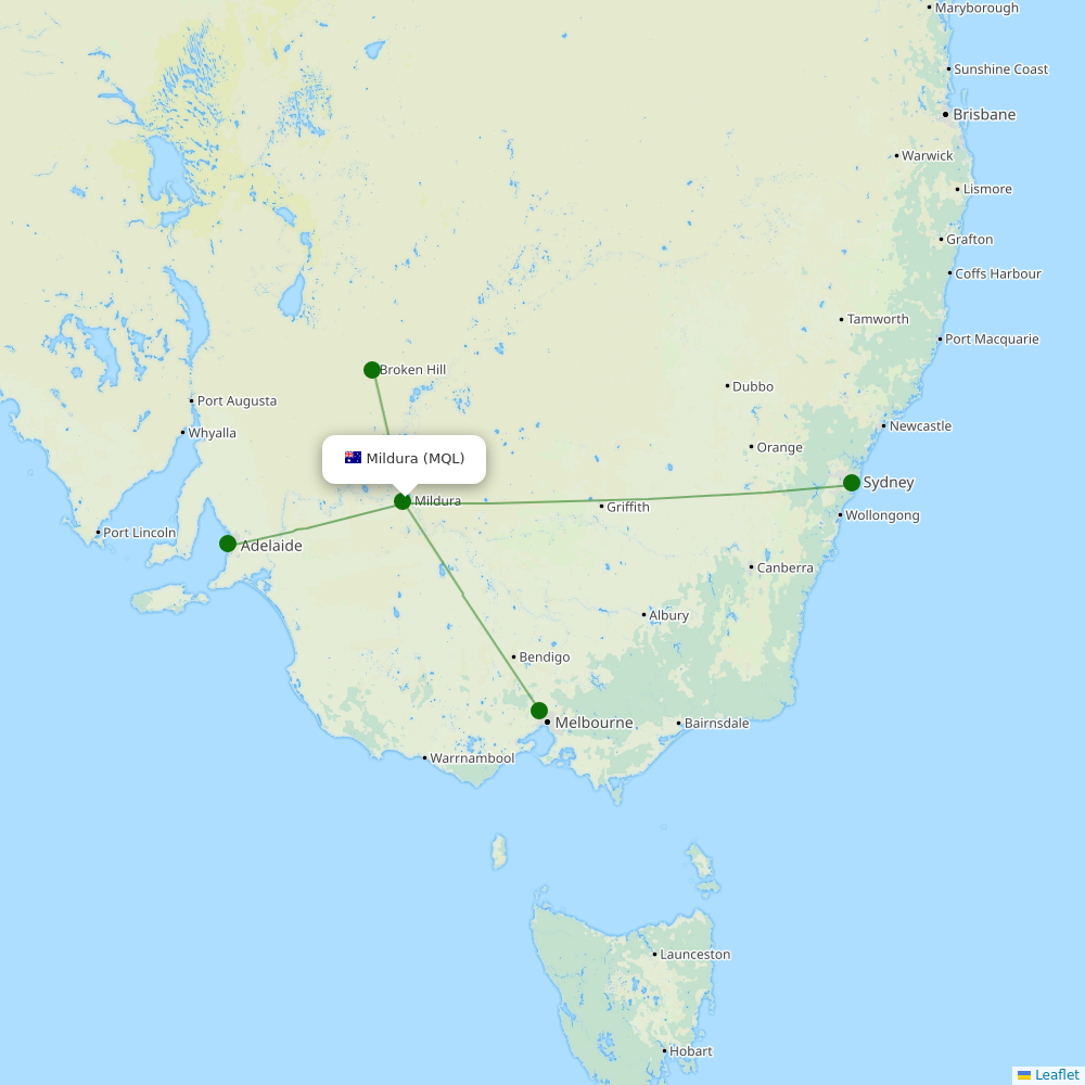 Route map over MQL airport