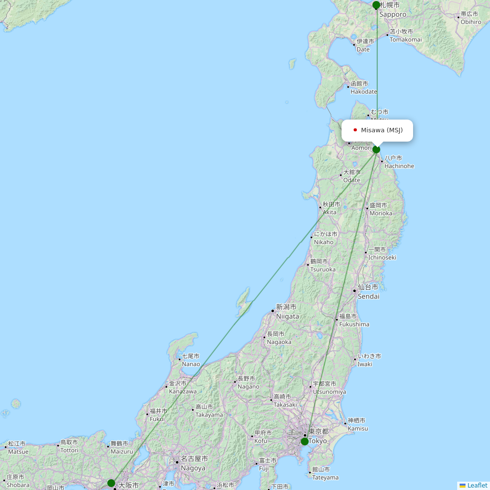 Route map over MSJ airport