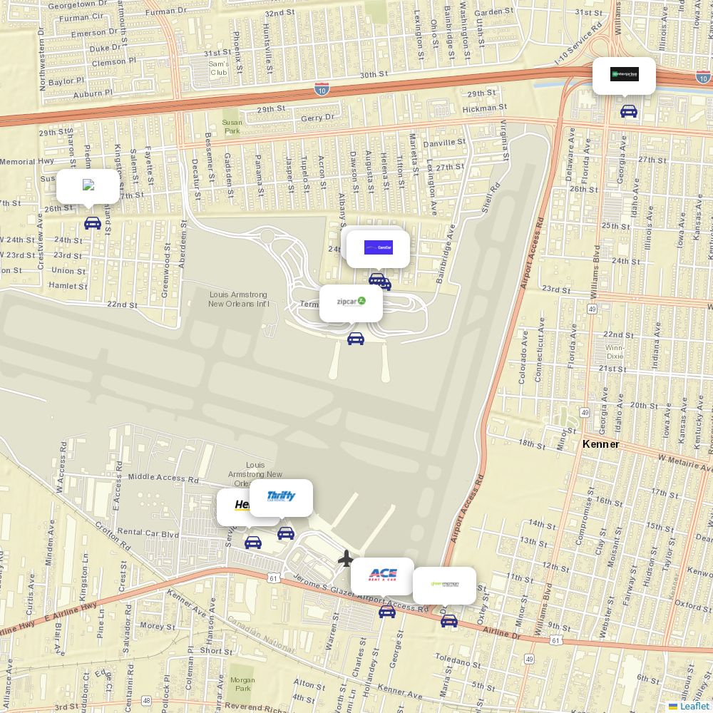 Car rentals at Louis Armstrong New Orleans International (MSY