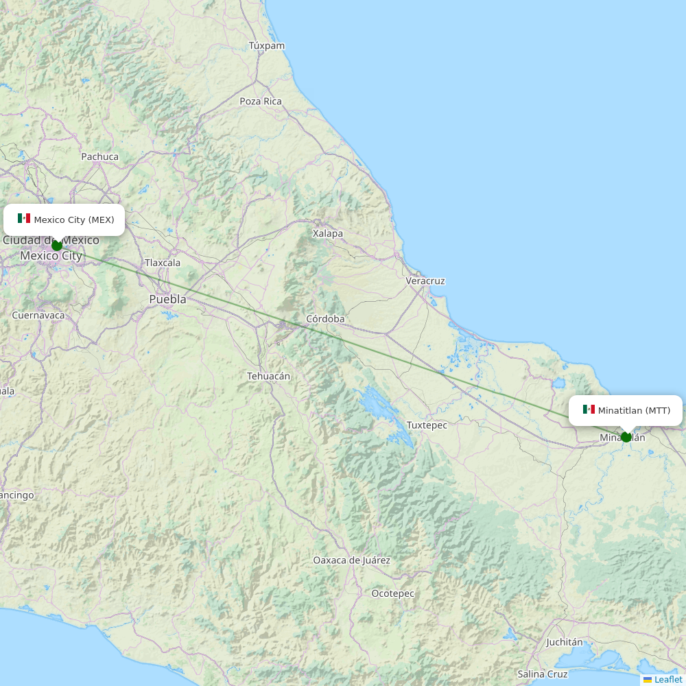 Route map over MTT airport