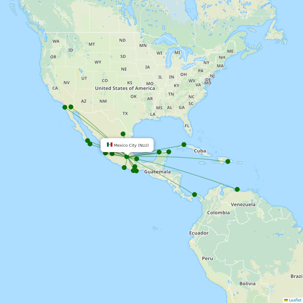 Felipe Angeles International Airport destination map