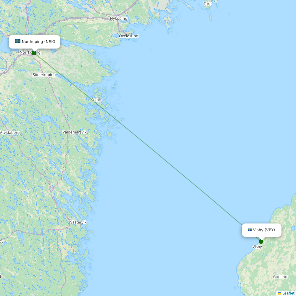 Route map over NRK airport