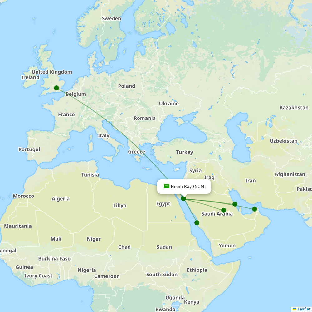 Route map over NUM airport