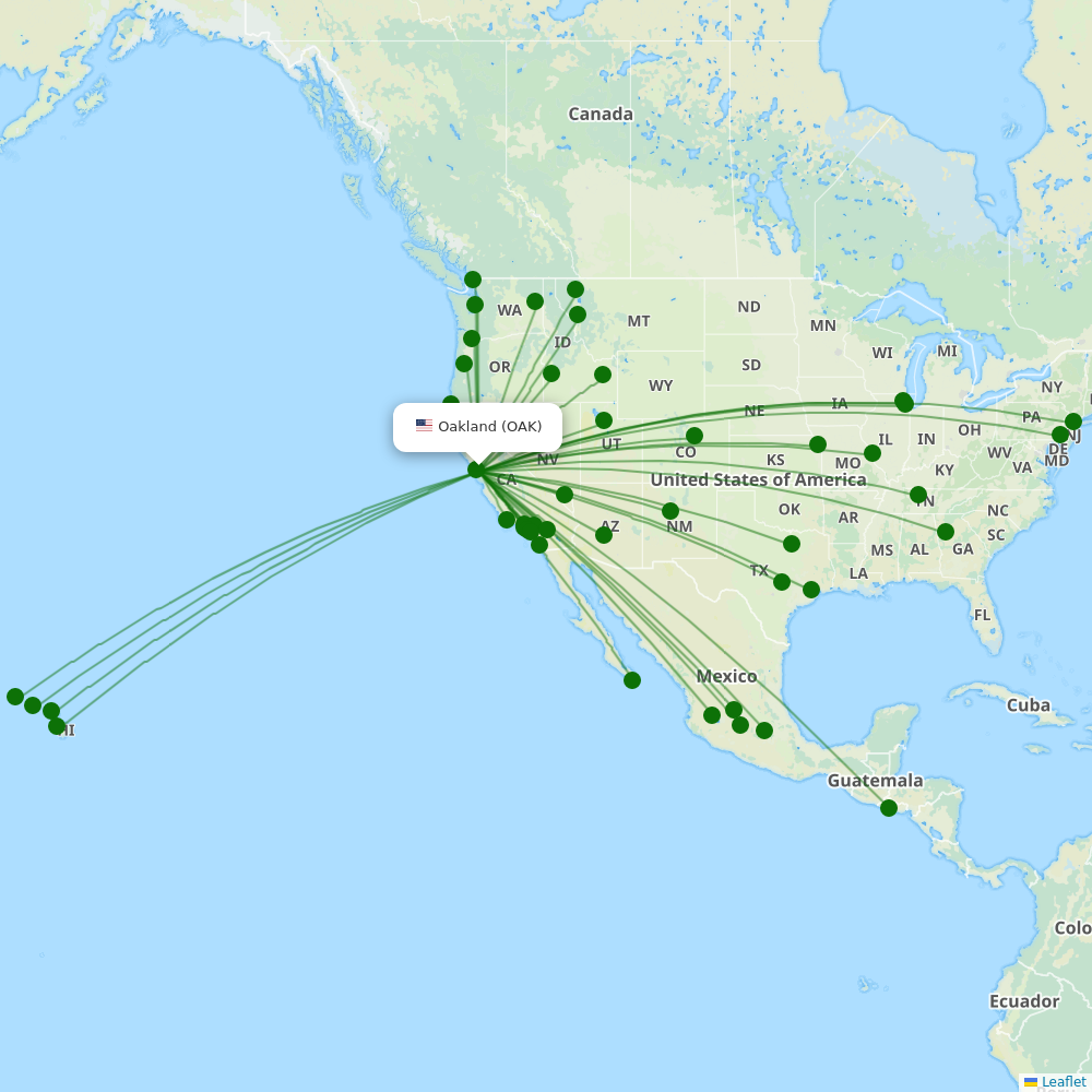 Metropolitan Oakland International destination map