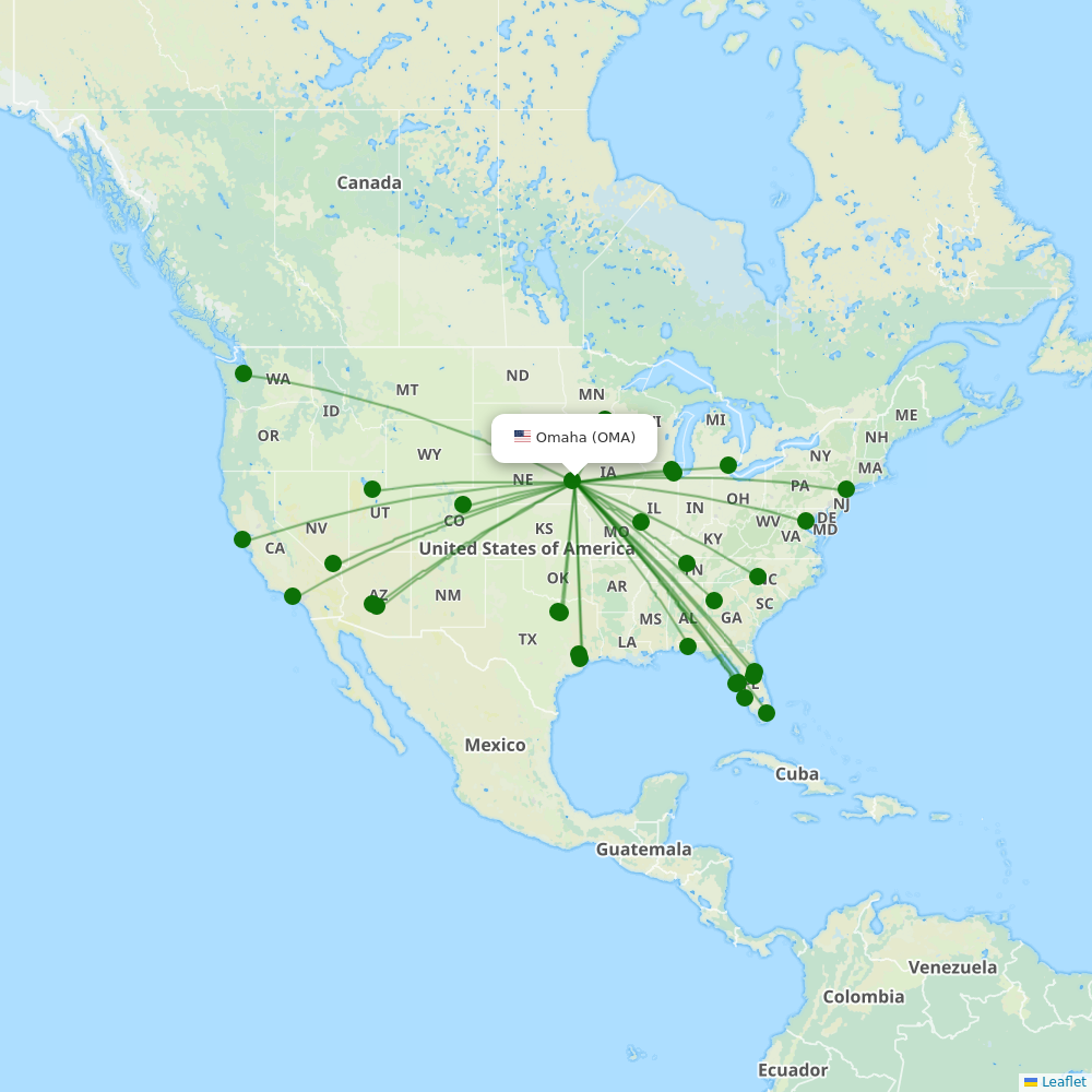 Route map Omaha  OMA airport