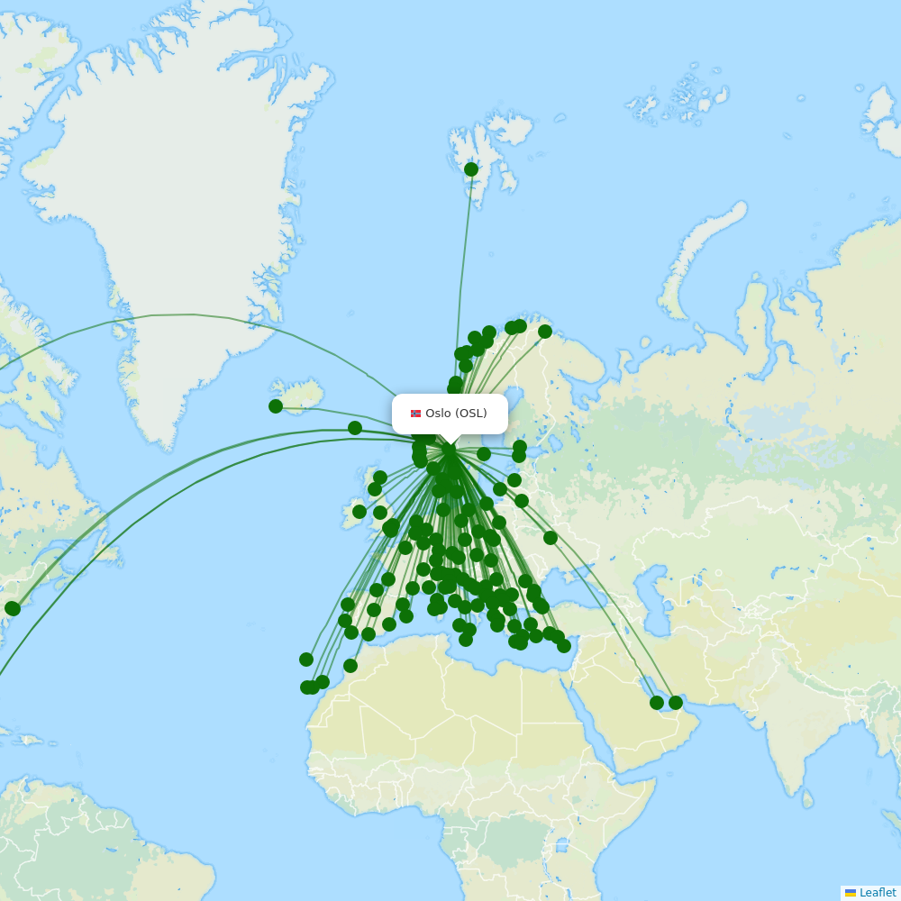 Oslo Gardermoen Airport destination map