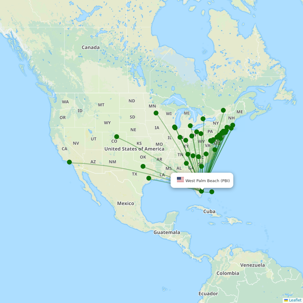 Palm Beach International destination map