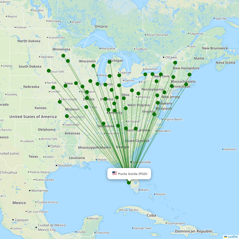 Charlotte County-Punta Gorda Airport destination map
