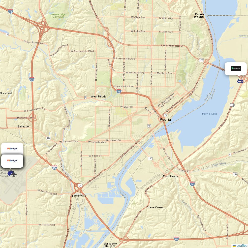 Car rentals at Peoria Regional (PIA) Airport Information