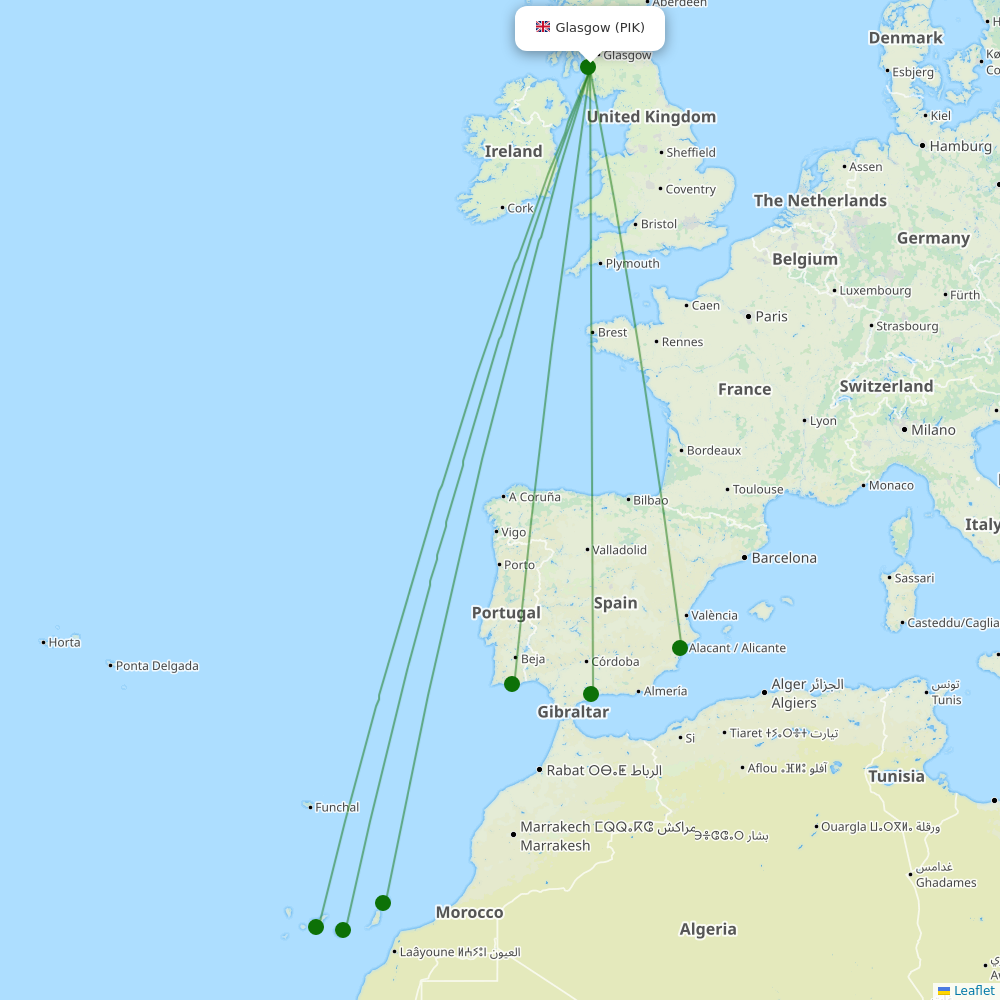 Route map over PIK airport