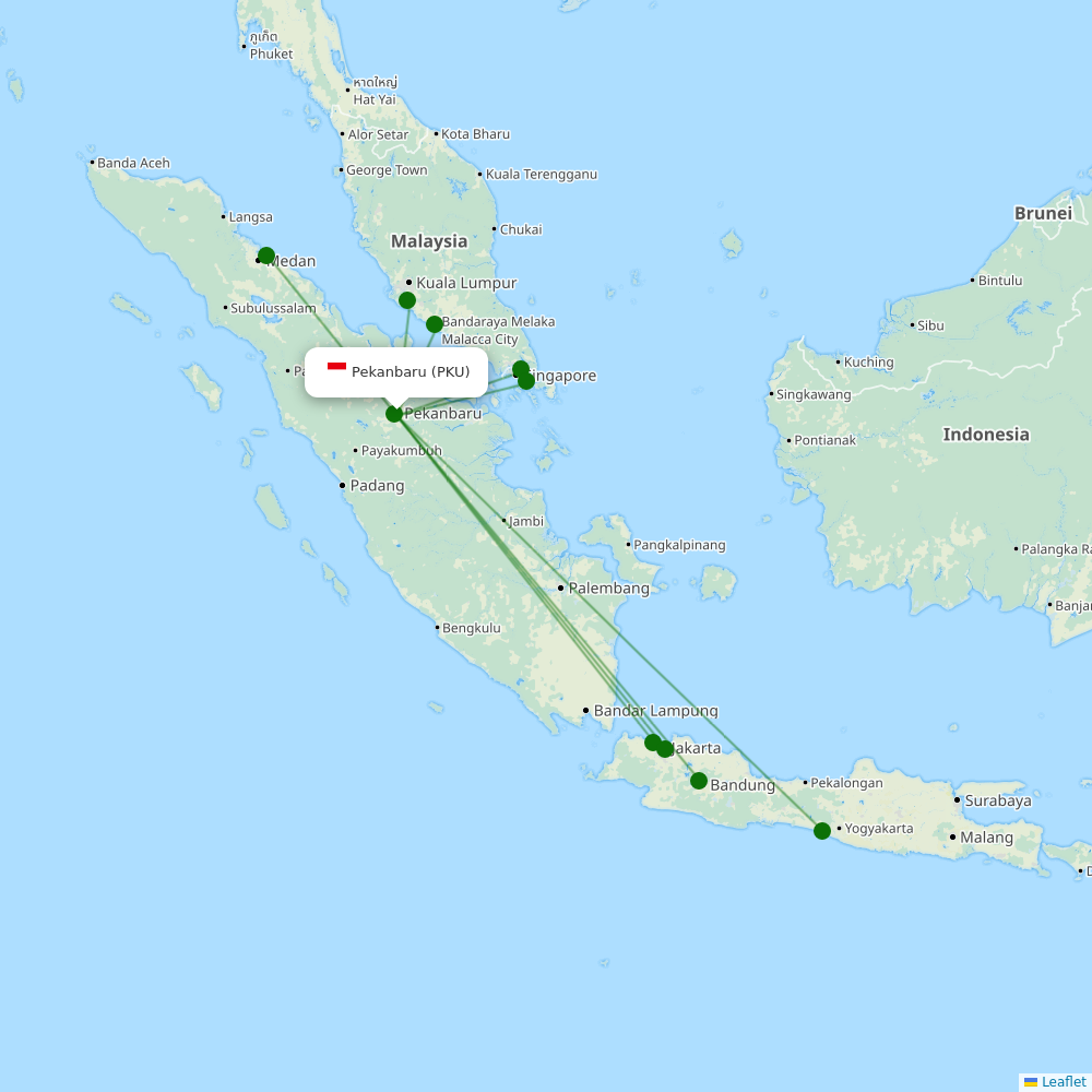 Route map over PKU airport