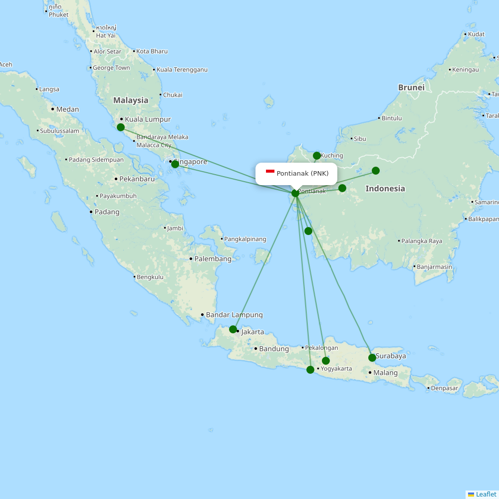 Route map over PNK airport