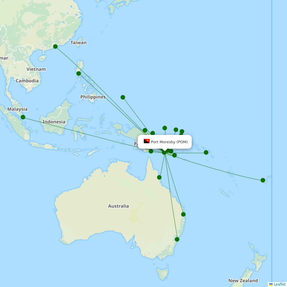 Port Moresby Jacksons International destination map