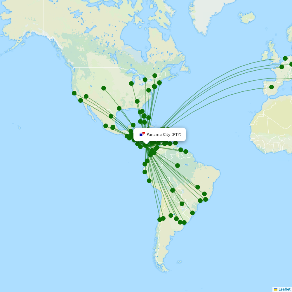 Route map over PTY airport