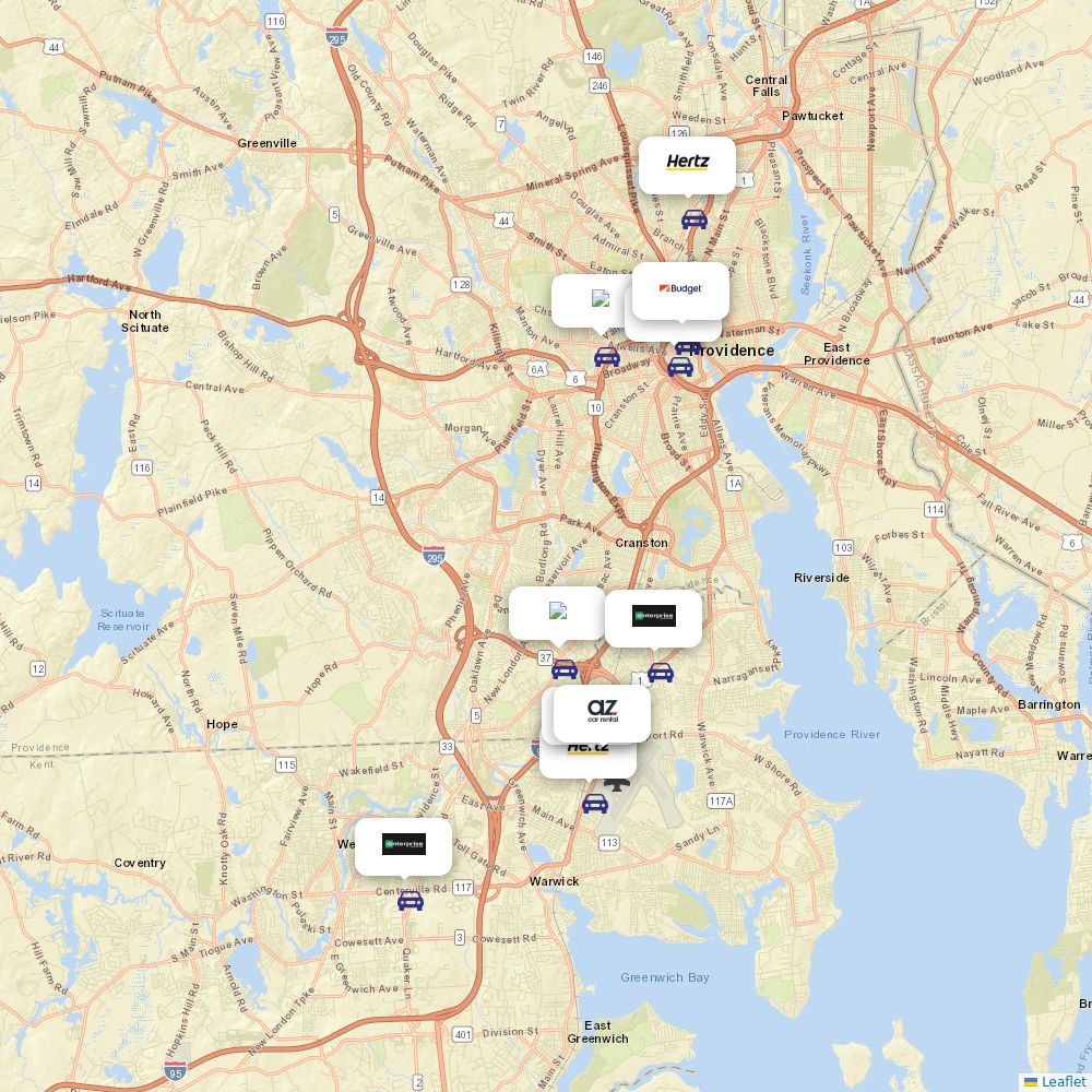 Car rentals at Theodore Francis Green State (PVD) Airport Information