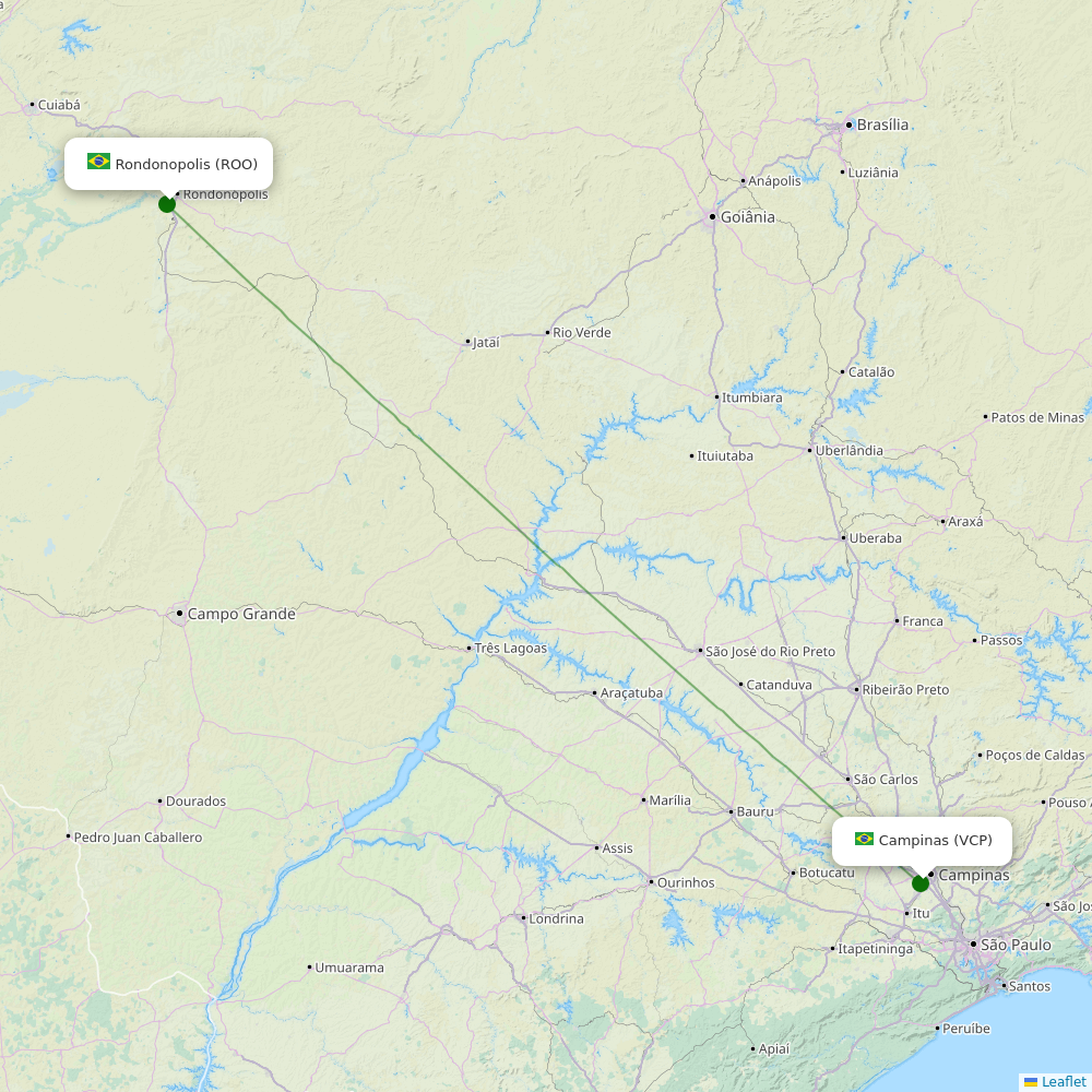 Route map over ROO airport