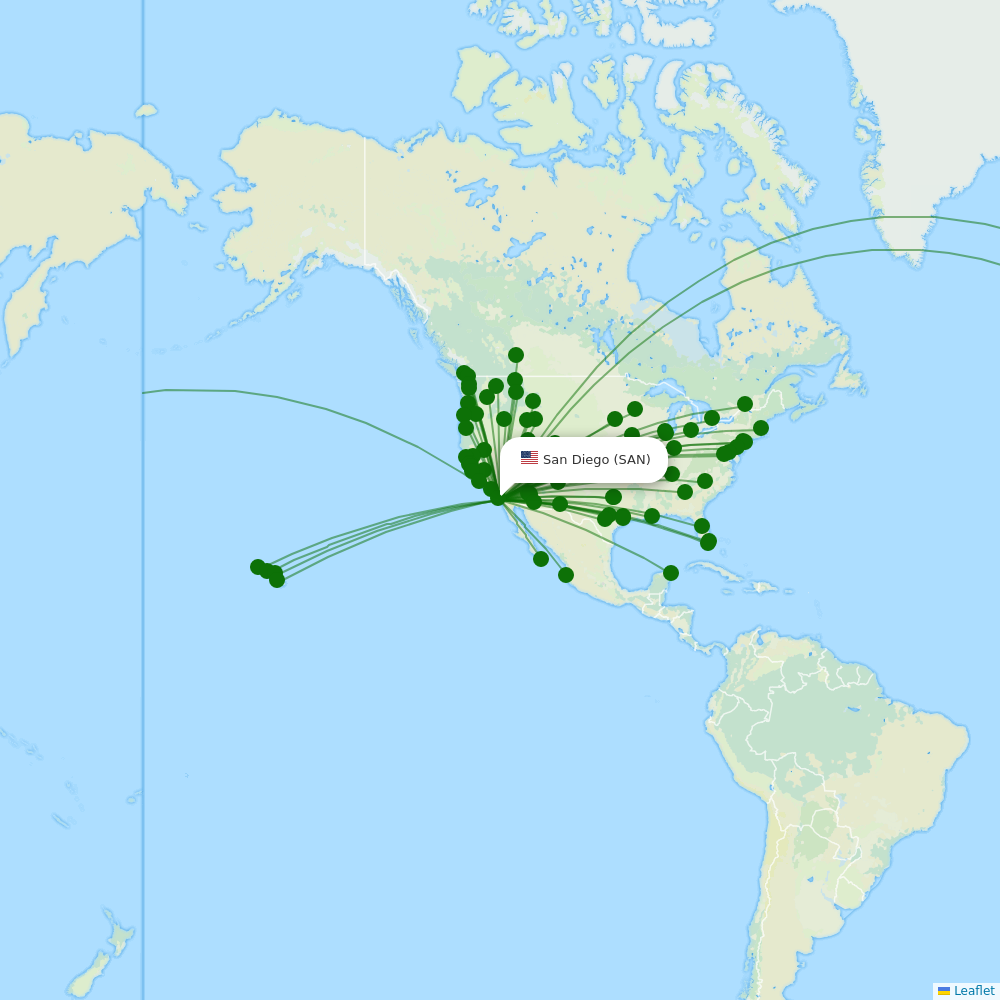 Route map over SAN airport