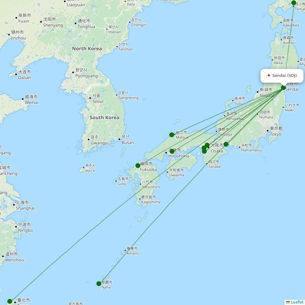 Sendai Airport destination map