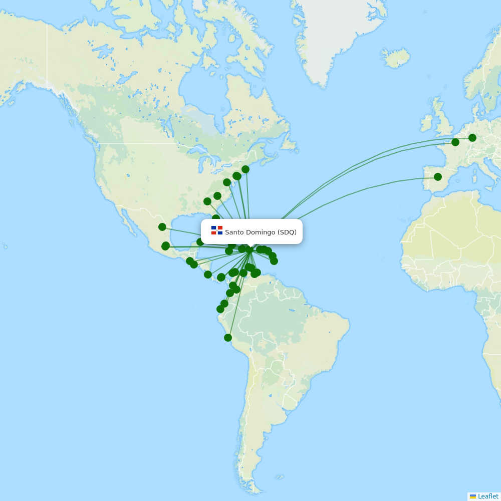 Las Americas International destination map