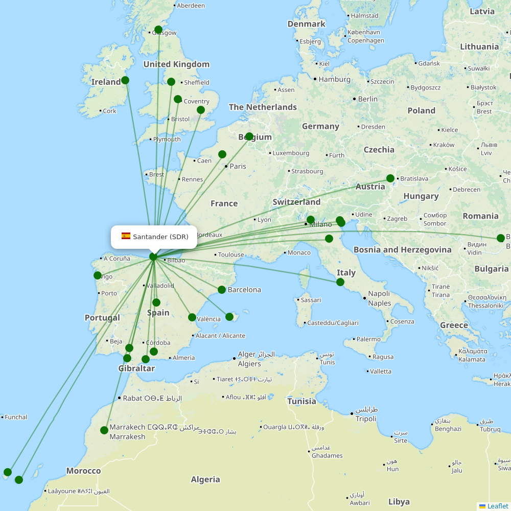 Route map over SDR airport