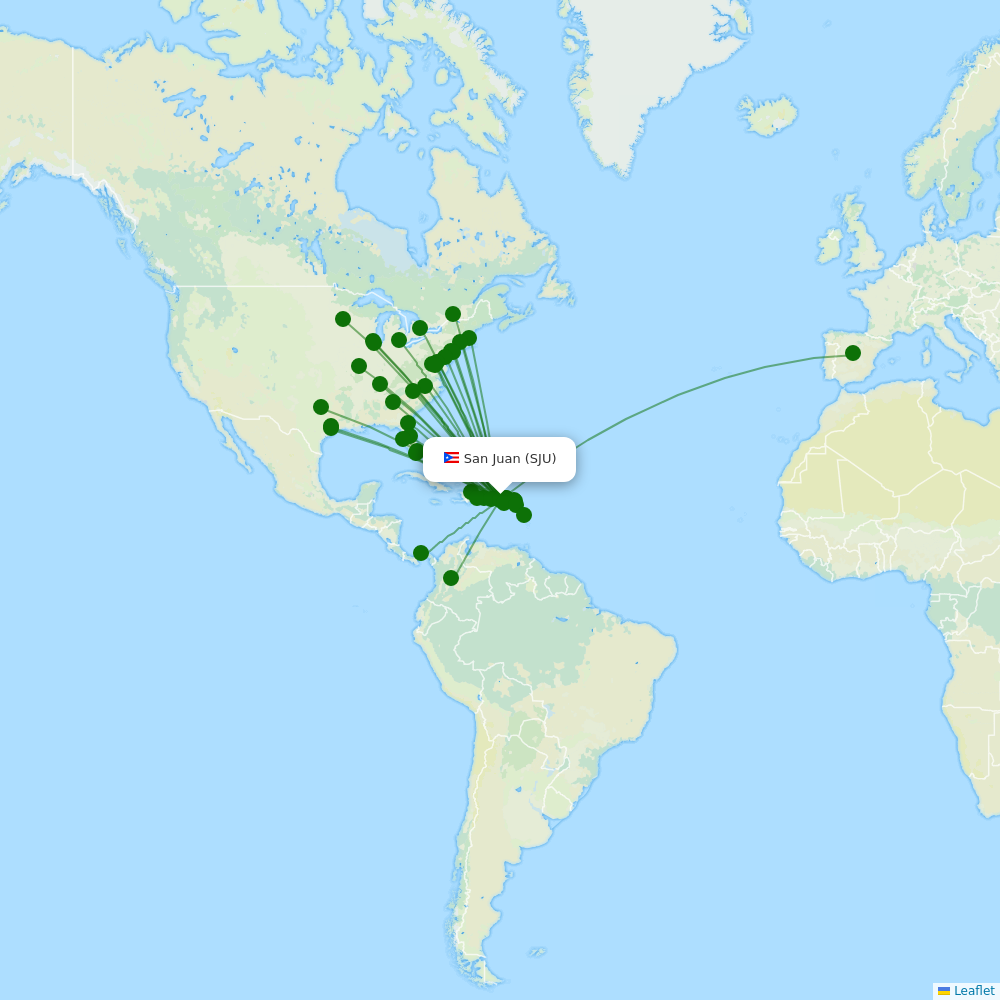 Route map over SJU airport