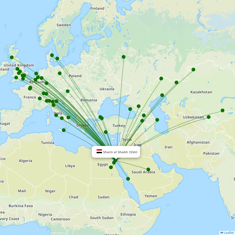 Route map Sharm el Sheikh  SSH airport