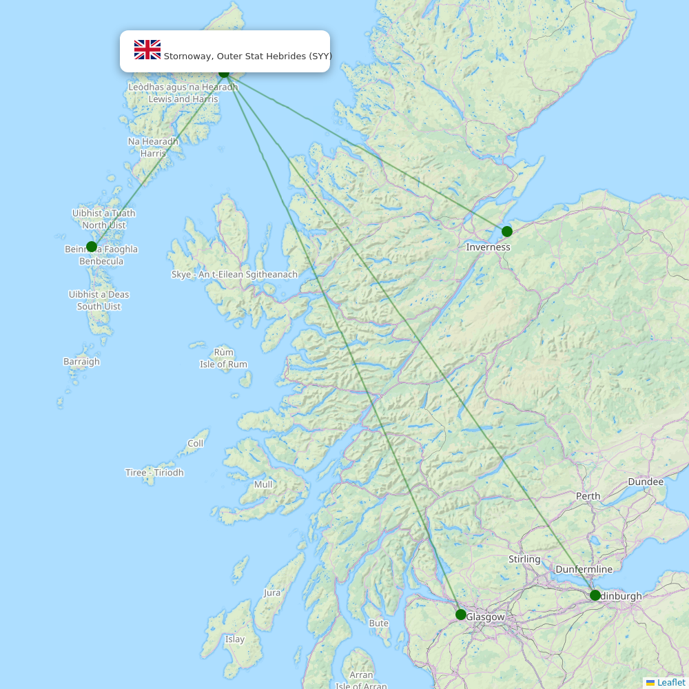 Route map over SYY airport