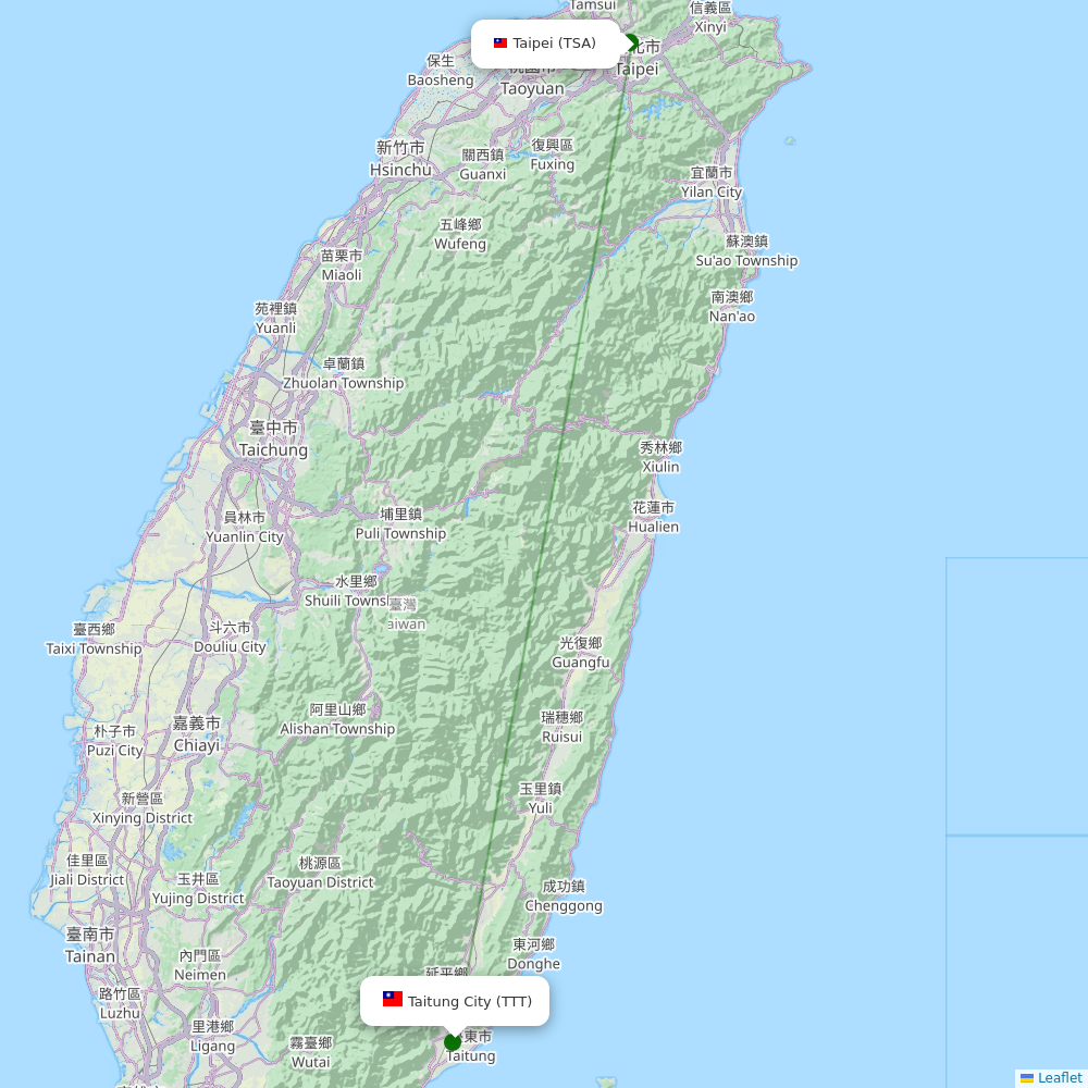 Taitung destination map