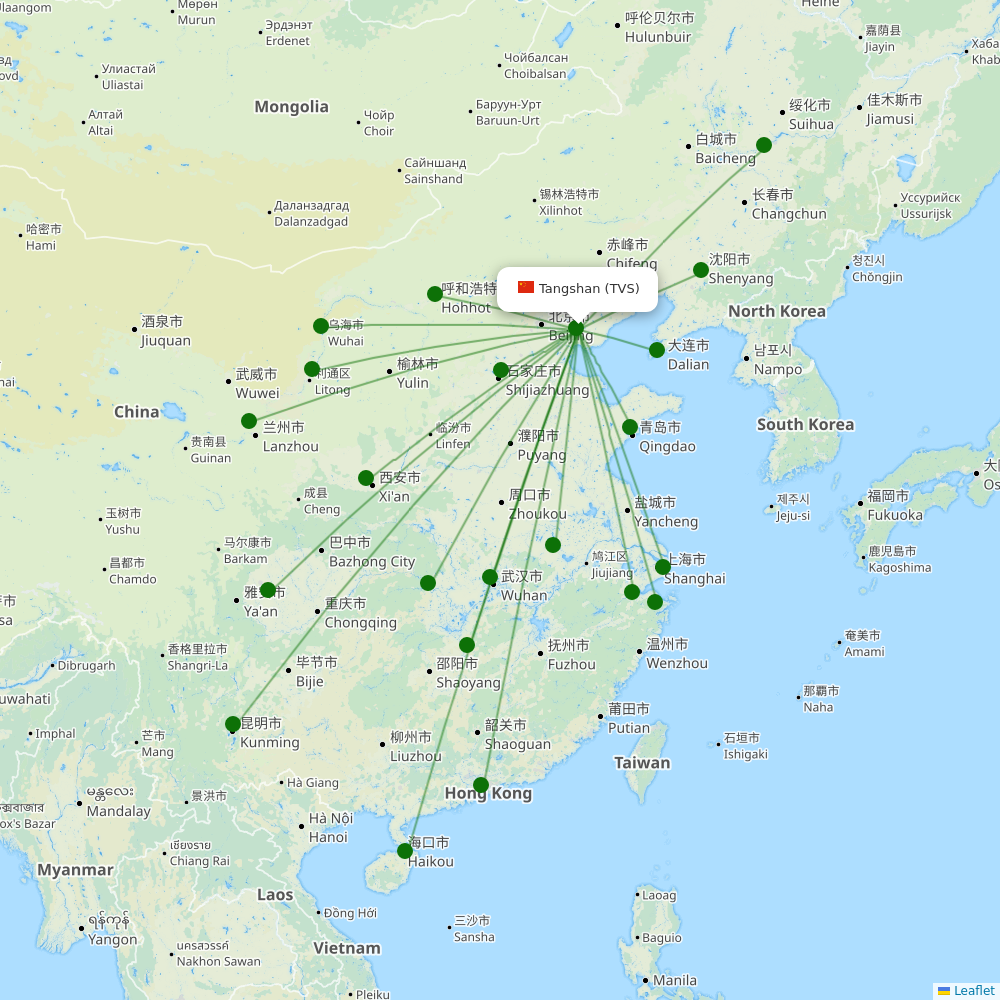 Route map over TVS airport