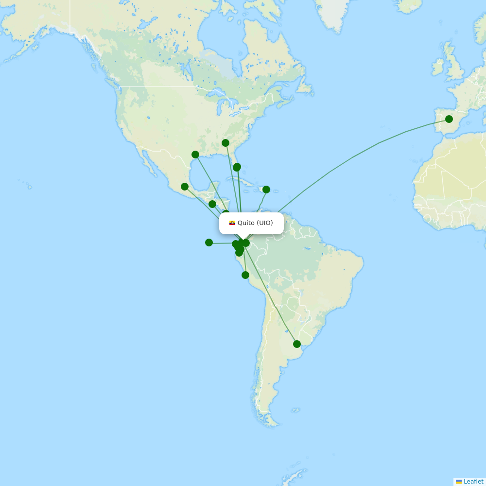 Route map over UIO airport