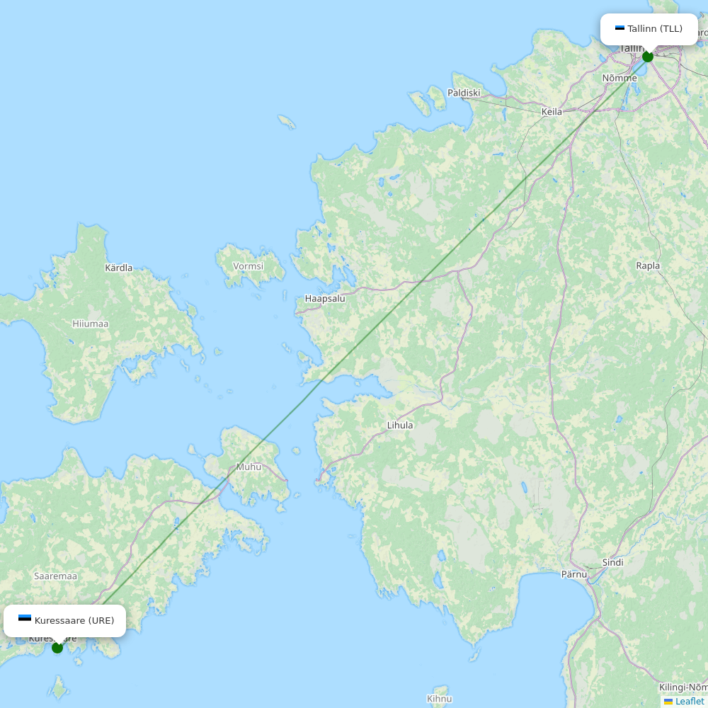 Route map over URE airport