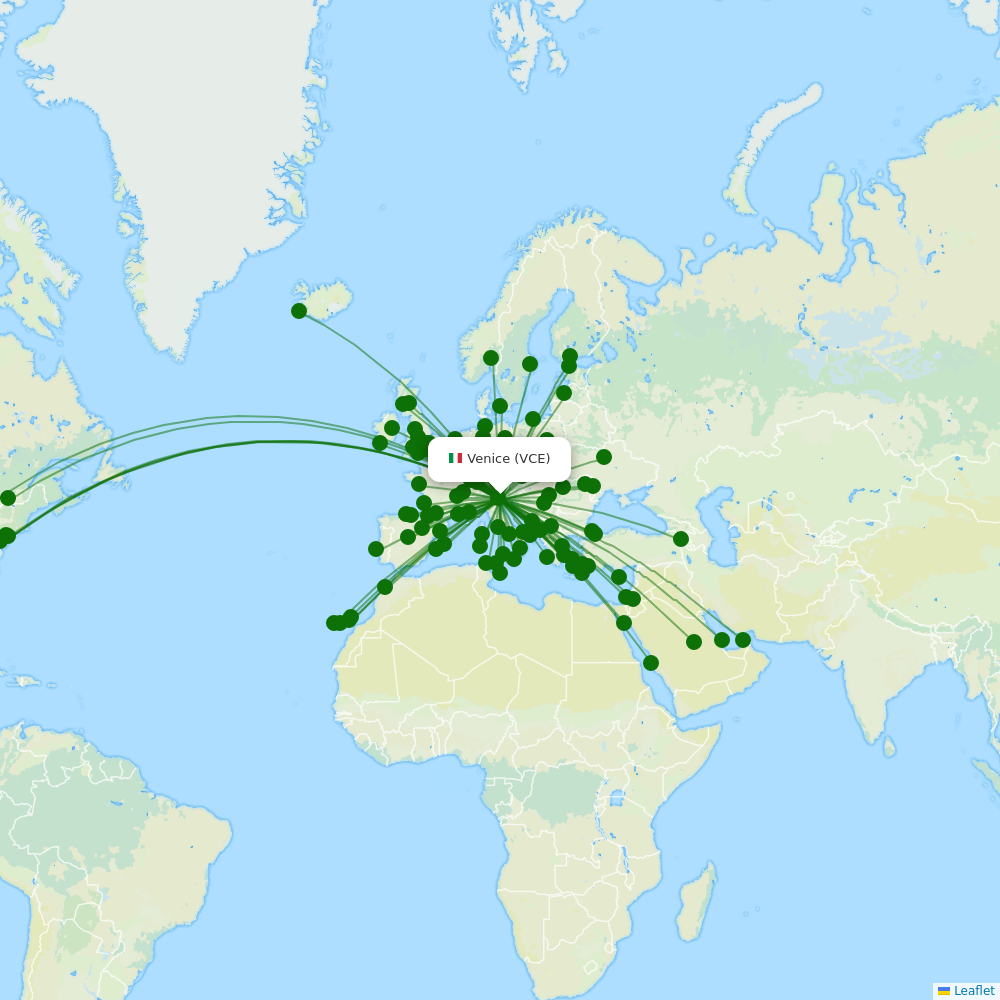 Venice Marco Polo Airport destination map