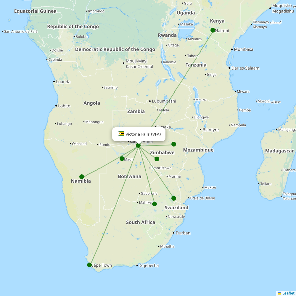 Victoria Falls International destination map