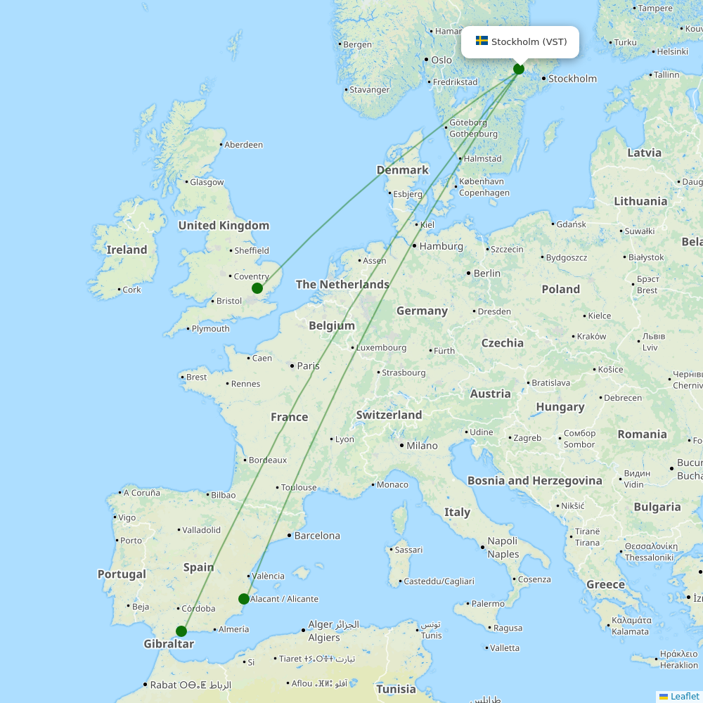 Route map over VST airport