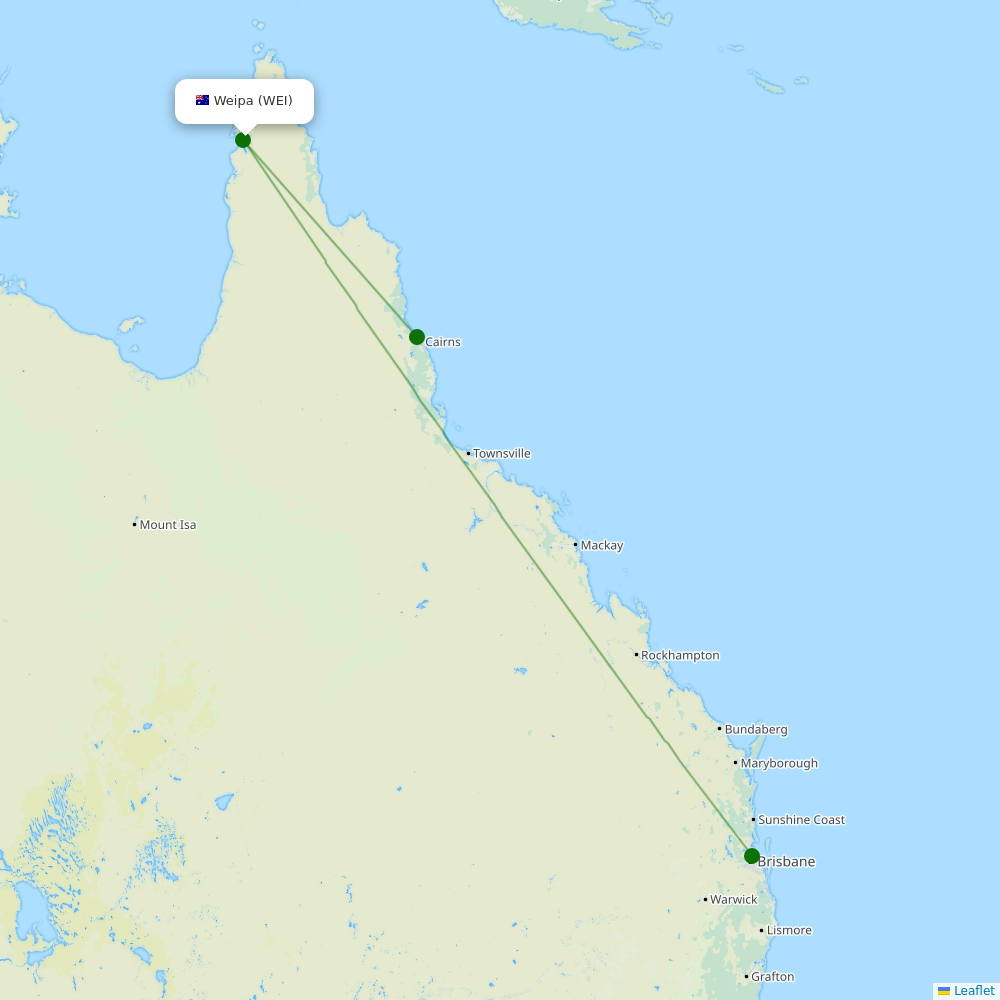 Route map Weipa  WEI airport