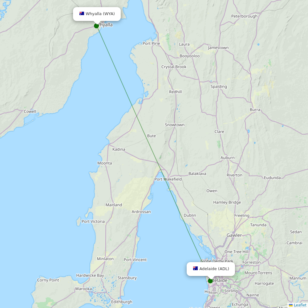 Route map over WYA airport