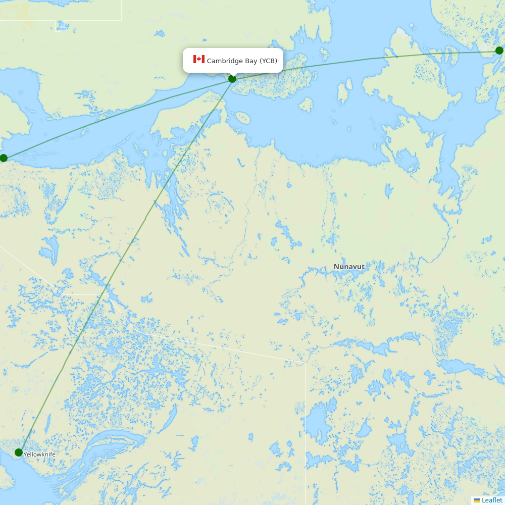 Route map Cambridge Bay  YCB airport