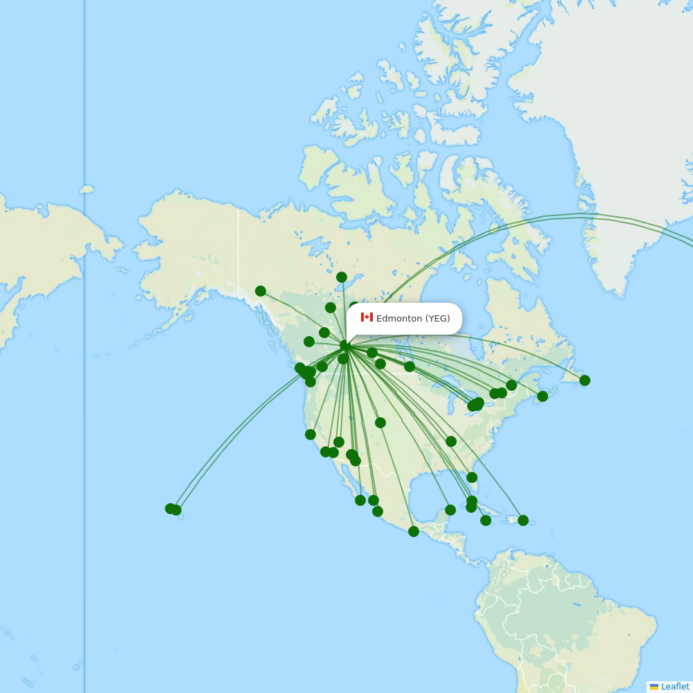 Edmonton International Airport destination map