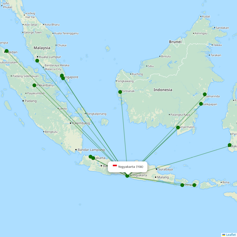 Route map over YIA airport