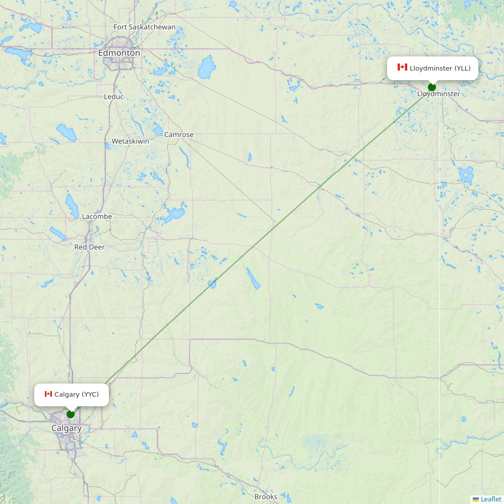 Route map over YLL airport