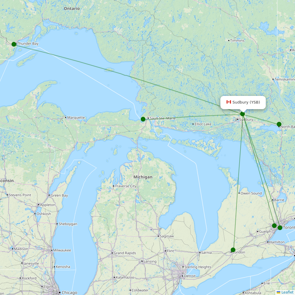 Route map over YSB airport