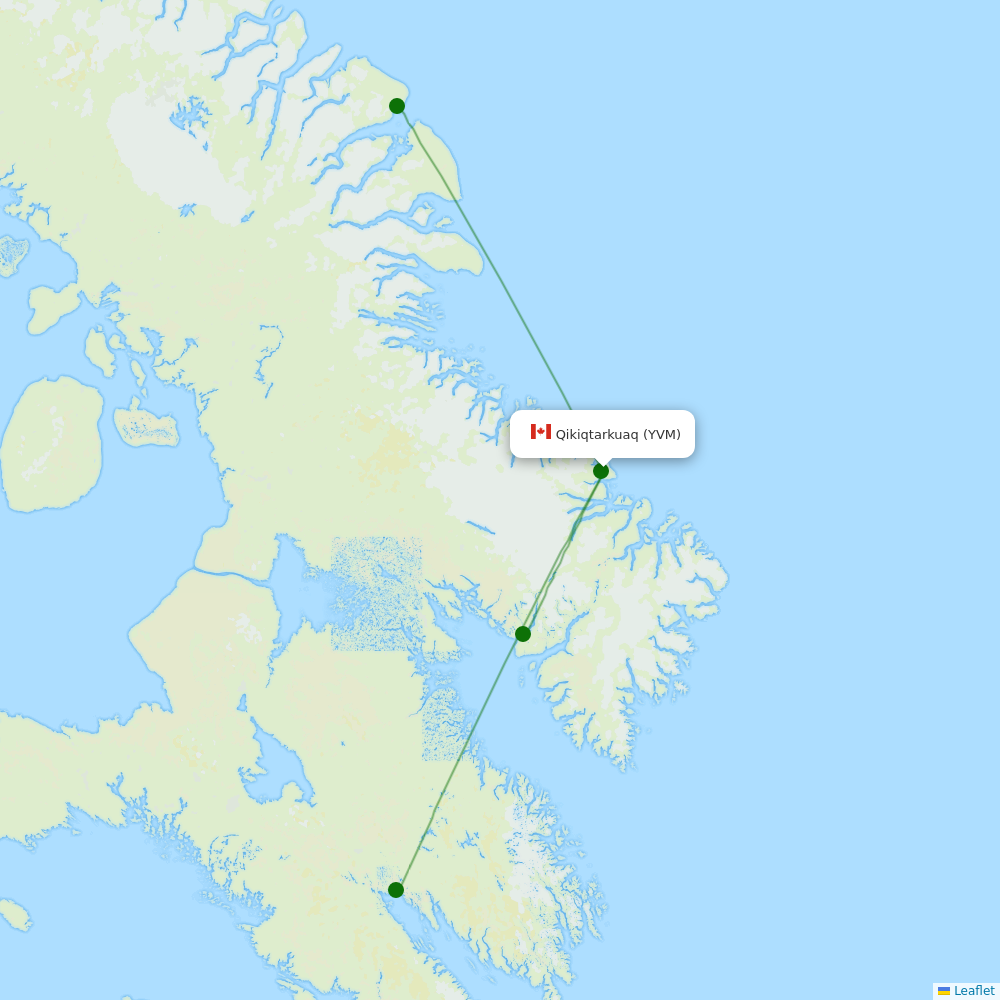 Route map over YVM airport