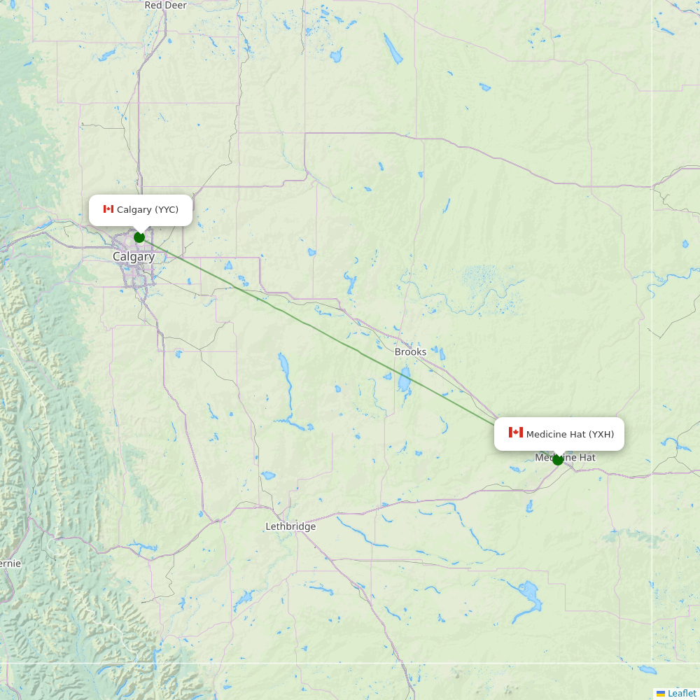 Route map over YXH airport