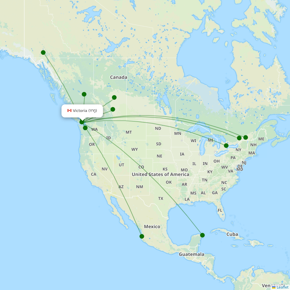 Route map over YYJ airport