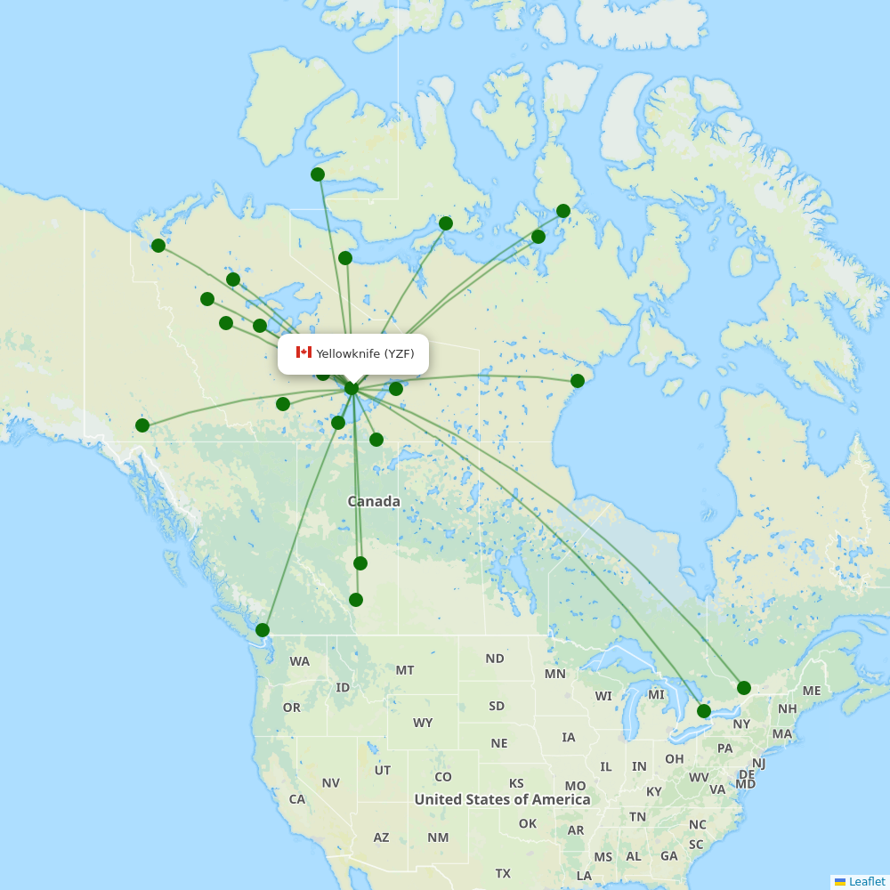 Route map Yellowknife  YZF airport