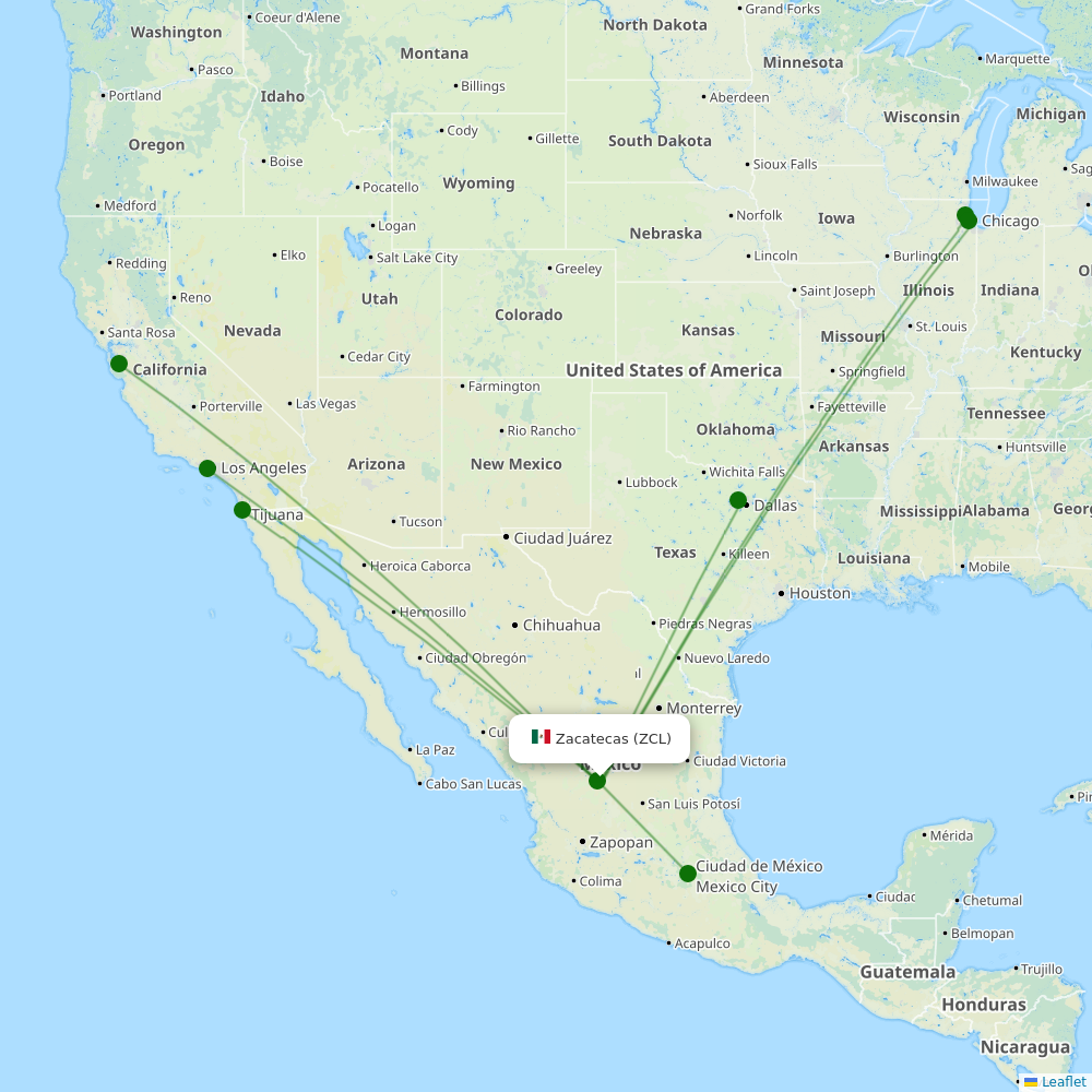 Route map over ZCL airport